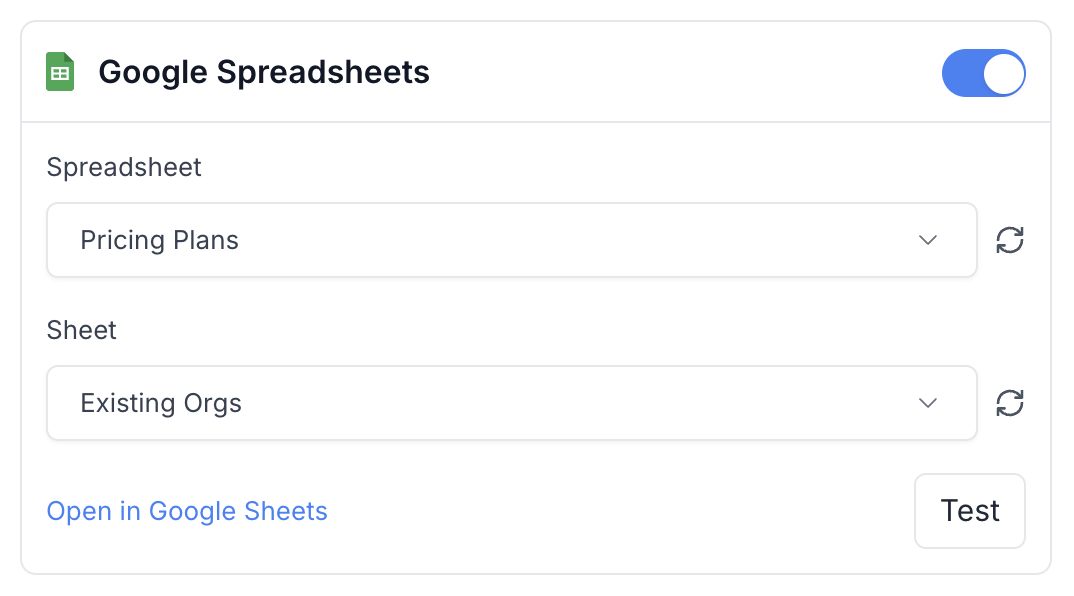 Create Google Spreadsheets Motion